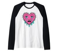 Crying Heart Tattoo - Traditional Old School Tattooed Inked Maglia con Maniche Raglan