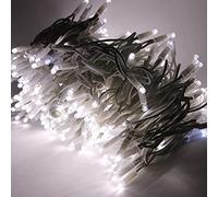 Crylight stringa luci di Natale Bianco Ghiaccio con MaxiLed da 7 mm e intermittenza Bianco freddo IP44 per uso interno ed esterno … (30 metri - 200 Led)