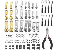 Crynvor 105 Pezzi Kit di Riparazione Cursore Cerniera Ricambio, Cursori per Cerniere, Zip Tiri Della Chiusura Lampo, Tiretti, Tiralampo, Tiretto, Tirante, Tira, per Zaini, Giacche, Valigie, Borsette