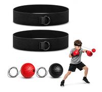 Cryptadg 2 Pezzi Palla da Boxe Riflessa, Palla da Allenamento Boxe | con 2 Regolabile Fascia, 2 Livelli di Difficoltà, Reflex Ball di Reazione per Coordinazione Occhio-mano