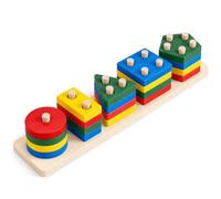 Cryptadg Giochi Montessori Bambini 1 Anno, Giochi Educativi Puzzle in Legno | Sicurezza, Impilare e Ordinare, Colori Vivaci, Gioco di Incastro Sensoriale per Regalo Compleanno Pasqua o Festa