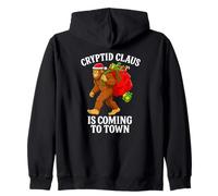 Cryptid Claus Sta Arrivando in Città Divertente Natale Santa Bigfoot Felpa con Cappuccio