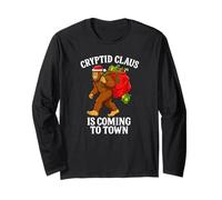 Cryptid Claus Sta Arrivando in Città Divertente Natale Santa Bigfoot Maglia a Manica