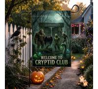 Cryptid Club Folklore Citazione Sasquatch Halloween Garden Flag 30,5 x 45,7 | Creature folcloristiche, bandiera del prato, foresta, tema paranormale, decorazione da cortile all'aperto