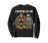 Cryptid Co-Op Sasquatch Bigfoot Alien Playing Video Games Felpa