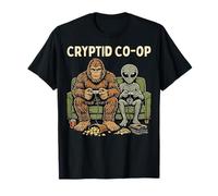 Cryptid Co-Op Sasquatch Bigfoot Alien Playing Video Games Maglietta