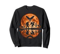 Cryptids Moon Scene Bigfoot Alien Loch Ness Mothman Felpa