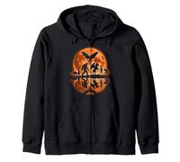Cryptids Moon Scene Bigfoot Alien Loch Ness Mothman Felpa con Cappuccio