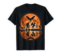 Cryptids Moon Scene Bigfoot Alien Loch Ness Mothman Maglietta