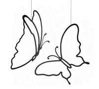 Cryptisg Lineart Farfalla da Appendere, Decorazione da Parete in Metallo Nero con Farfalla, Decorazione da Finestra in Ferro, Farfalle Decorative Minimalista da Parete per Tutto L'Anno