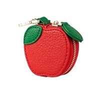 Cryptisg Mini Portamonete a Forma di Frutta, 6,5 x 6cm Rosso Mela Bag Charm | Mini Portamonete in Pelle PU, Grazioso Frutto Portafoglio in Pelle, Ciondoli per Borse per Chiavi, Auricolare,Rossetto, Carta