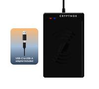 Cryptnox Lettore di Smart Card senza contatto - Conforme ISO 14443 e Mifare® | Connettività USB Type-C e Type-A | Autenticazione sicura per pagamenti elettronici, e-commerce, controllo accessi e altro