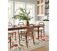 CRYPTOLITE Tappeto lavabile, motivo floreale, vintage, lavabile, antiscivolo, a pelo basso, grande, per soggiorno, sala da pranzo, camera da letto, fattoria, sala giochi per bambini