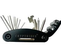 CRYPTRIDER Attrezzo multiuso 16 in 1 per bicicletta, kit di riparazione compatto per biciclette con chiavi esagonali, cacciaviti, raggi, attrezzo portatile per bici da strada, montagna e pendolari