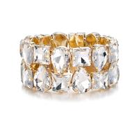 Crysdue Marquise - Braccialetto elastico con strass, per spose e damigelle, con cristalli austriaci, gioielli Art Deco per feste e balli, Stretch Bracelet, Zinco, Cristallo