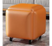 CRYSEU Sgabello da divano impilabile in pelle PU 5 in 1, sedia a cubo con poggiapiedi, panca con poggiapiedi quadrata con ruote girevoli, salvaspazio, for soggiorno, sala da pranzo(Orange)