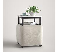 CRYSEU Tavolo da pranzo combinato 5 in 1 con 4 sgabelli, tavolino salvaspazio impilabile, sgabello poggiapiedi impilabile, divano a cubo e tavolo(Light Gray,White)