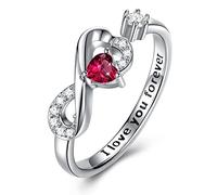 CRYSLOVE Anello Birthstone Cuore Regolabile Donna Argento 925 Ragazze Anello Cuore Regolabile Infinito Anelli Fortunata Banda Gioielli Regalo San Valentino Natale Festa della Madre Compleanno
