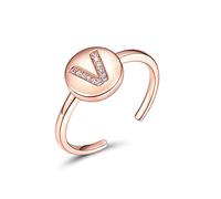 CRYSLOVE Anello da Donna Iniziale in Argento 925 Dalla A Alla Z Lettera di Anello Aperto Regolabile,Cadeau de noël anniversaire fête des mères
