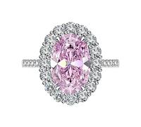 CRYSLOVE Anello di fidanzamento de donne 925 Argento Principessa Diana Kate Middleton Anello Naturale Pietra 6 carati Zircone Anelli Rosa Eterno Falso Diamante Anello di nozze Gioielli Regalo