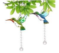 Crystal 2PCS 16.54 Inch Bird Shape Window Hanging Polishing Portable Cute Waterproof Hummingbird for Outdoor Indoor Home Garden
