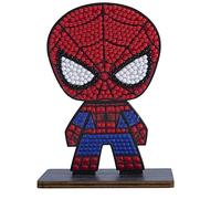 CRYSTAL ART Buddies - il Kit Diamond Painting Originale, Spiderman, Collezione Marvel con Diamantini in Resina Brillante, Set Creativo 6+ con Supporto in Legno, 11cm, CAFGR-MCU001
