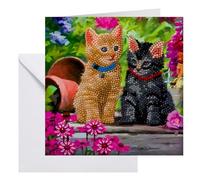 CRYSTAL ART Card - il Kit Diamond Painting Originale, Gatti, Biglietto di Auguri con Diamantini in Resina Brillante, 18x18cm, CCK-A53