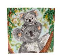 CRYSTAL ART Card - il Kit Diamond Painting Originale, Koala, Biglietto di Auguri con Diamantini in Resina Brillante, 18x18cm, CCK-A121