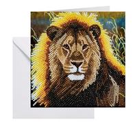CRYSTAL ART Card - il Kit Diamond Painting Originale, Leone, Biglietto di Auguri con Diamantini in Resina Brillante, 18x18cm, CCK-A13