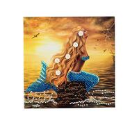 CRYSTAL ART Kit Diamond Painting dai 8 anni - DIY per adulti e bambini - Cartolina 18x18 cm Sirena - Con cristalli, penna e accessori - Idea regalo creativa