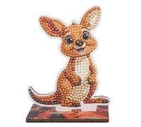 CRYSTAL ART Wildlife Buddies-Il Kit Diamond Painting Originale, Canguro, con Diamatini in Resina Brillante, Set Creativo 6+ con Supporto in Legno, 11cm, CAFGR-31GEN056