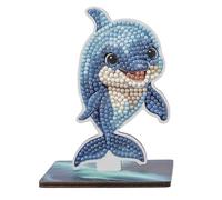 CRYSTAL ART Wildlife Buddies-Il Kit Diamond Painting Originale, Delfino, con Diamatini in Resina Brillante, Set Creativo 6+ con Supporto in Legno, 11cm, CAFGR-31GEN046