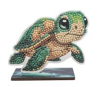 CRYSTAL ART Wildlife Buddies-Il Kit Diamond Painting Originale, Tartaruga Marina, con Diamatini in Resina Brillante, Set Creativo 6+ con Supporto in Legno, 11cm, CAFGR-31GEN049
