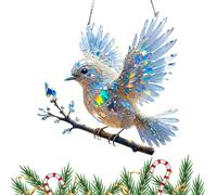 Crystal Bluebird Ornament - Artificial Birds Realistic | Bird Ornament, Hummingbird Decorative Sculptures, 2d Acrylic Sun Catcher Hummingbird Sculptures Decorative For Yard Home Room Living Outdoor