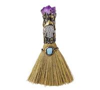 Crystal Broom Naturale - Bacchetta Di Scopa Con Scopa Di Stregoneria Fatta A Mano, Fascino Sospeso Da Parete Decorativo | Decorazioni Per La Casa REIKI SPIRITTIVE SPAGGIA, Accessorio Rituale Magico Pe