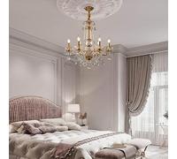 Crystal Candle Chandeliers Home LED Copper Ceiling Lighting Fixture Long Classical Hanging Lamps for Living Room Lustres