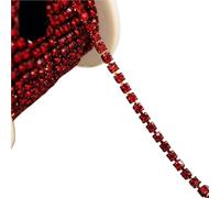 Crystal-Castle 10 Yard Rhinestones Trim Stone Cup Chain Gold Diamond Strass Decorative Applique Crystal Trimmings For Dresses(Dk. Siam,10YARD ROLL_SS6)