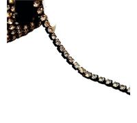 Crystal-Castle 10 Yard Rhinestones Trim Stone Cup Chain Gold Diamond Strass Decorative Applique Crystal Trimmings For Dresses(Crystal-Black,10YARD ROLL_SS8)