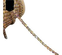 Crystal-Castle 10 Yard Rhinestones Trim Stone Cup Chain Gold Diamond Strass Decorative Applique Crystal Trimmings For Dresses(AB with Silver,10YARD ROLL_SS12)