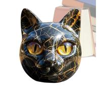 Crystal Cat Figurine, Black Kitten Figure Animal Statue, Cat Figurines Art Sculpture | Resin Desk Decor Art Piece For Men Women Animal Lovers Housewarming Holiday Birthday Living Room Bookshelf