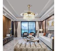 Crystal Chandelier Lights Modern Ceiling Fan with Light 4 Retractable Blades Remote Control Ceiling Fans Lighting Fixture