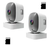 Crystal Clear 2K Security Camera Night Vision, 24/7 Recording and Smart Alerts with 360° rotation for Easy Install Home and Outdoor (2pcs,includedTF-64GB)