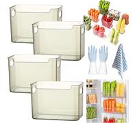 Crystal Clear Freezer Storage Bins, Premium Clear Fridge Organisers Set, Stackable Plastic Kitchen Storage Containers with Handles for Freezer, Pantry,Cupboard and Cabinet Organization (4A-L)