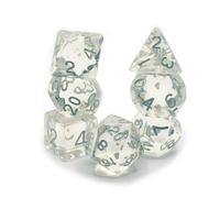 Crystal Clear - Polyset Dice | Polydice | Translucent Transparent and White | Dice Set of 7 Pieces| D&D and RPGs | Plastic Dice Set | Polyhedral Dice Set | DnD / D&D / Dungeons and Dragons