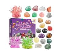 Crystal Countdown Calendar - Crystal Avvent, Countdown Planner, Calendari Di Pietra Preziose Per Gemme Di Roccia Naturale, Collezionamento Di Giocattoli Educativi Multiuso, Kit Di Scienze Portatili Pe