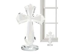 Crystal Cross - Ornamento cristiano, scultura religiosa | Crocifisso da tavolo da 6 pollici con design sfaccettato a 360 ° per sala preghiera Gruppi chiesa Cattolici Famiglie Pastori Collezionisti U