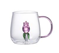 Crystal Cups Glass - Bicchiere 3D trasparente con design alla fragola | Tazza di desiderio unica | Tazza di multiuso estetica per caffè, tè O | Regalo per amici e esseri