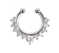 Crystal Fake Nose Ring Piercing Faux Body Jewelry Hoop For Women Silver Nice processing