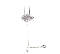 Crystal Fan Shape Pendant Sweater Chain Autumn Winter Long Necklace Durability and attraction