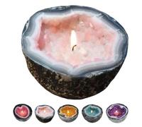 Crystal Geode Candle,Crystal Scented Candles Resin Craft Ornament,Creative Fun Candle Bowl Decoration for Home Tabletop